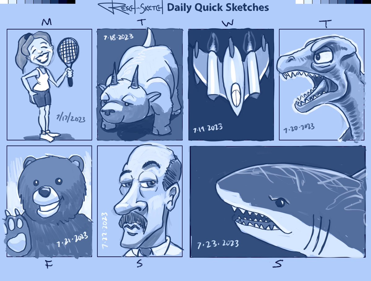 reschasketch's tweet image. Daily warmup sketches, restarting, week 1: #dailysketches