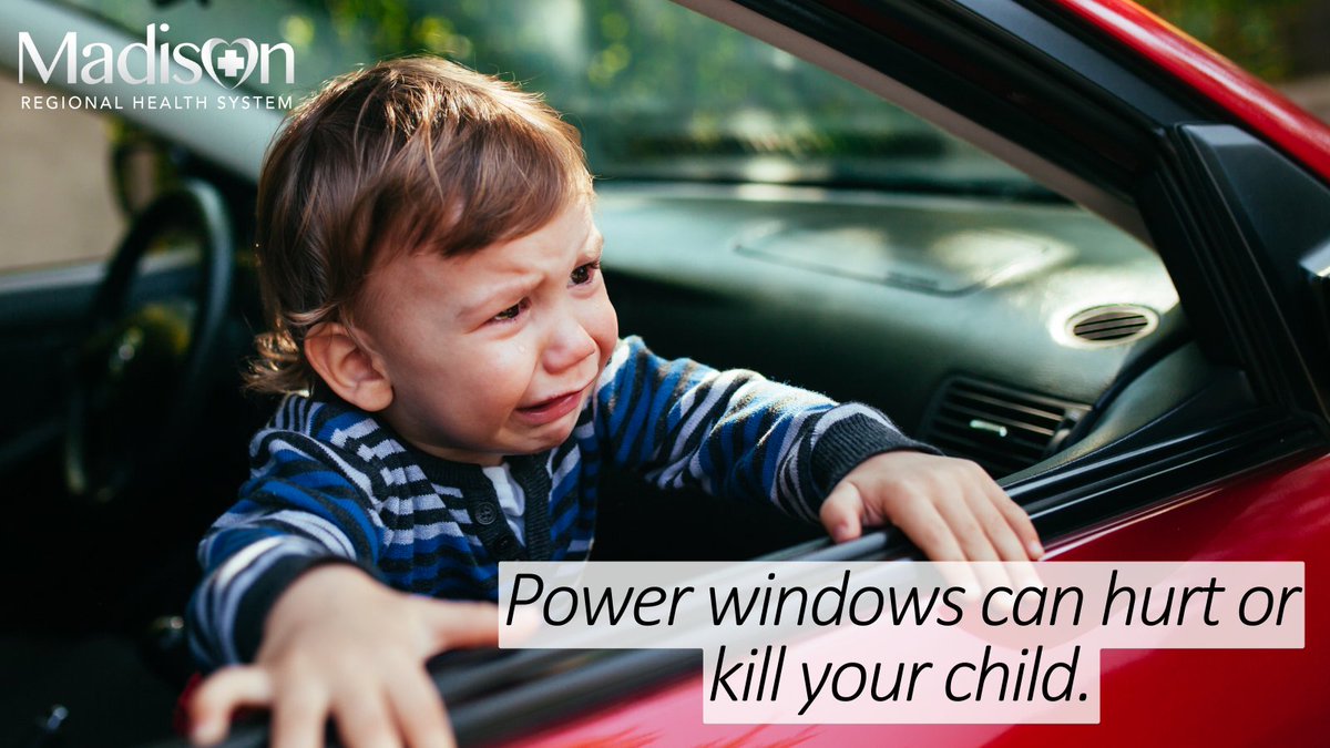 Madison_Health's tweet image. Leaving them alone in the car for "just a minute" is not safe. If they attempt to get out of the vehicle to find you, they won’t realize that their foot or knee is pressing the power window button. It’s not a risk worth taking. Click here for safety tips: madisonregionalhealth.org/wp-content/upl…