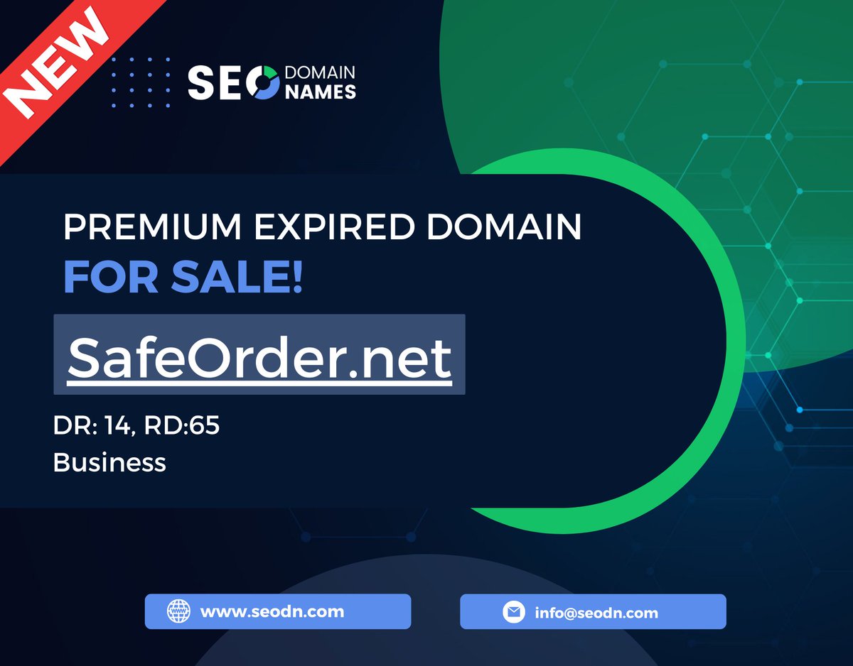 iamrvrajput's tweet image. Expired Domain For Sale!

SafeOrder.net – a valuable and unique domain with great potential!

To Buy this domain or make an offer visit seodn.com 

#seodn #domainsforsale #domainsales #seoservices #seodomains #domainnameforsale #domainbroker #domaining