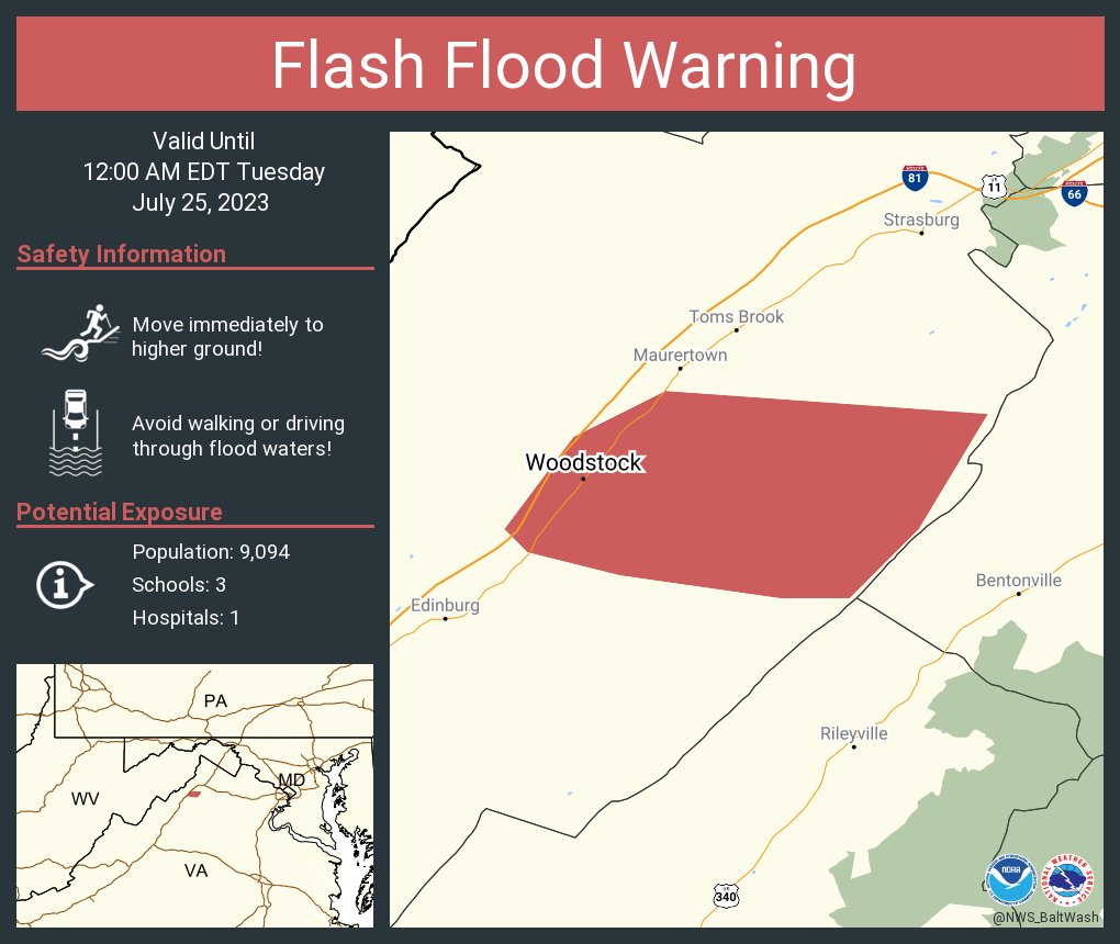 RT @NWSFlashFlood: Flash Flood Warning including Woodstock VA until 12:00 AM EDT https://t.co/FEBMoA7fgJ