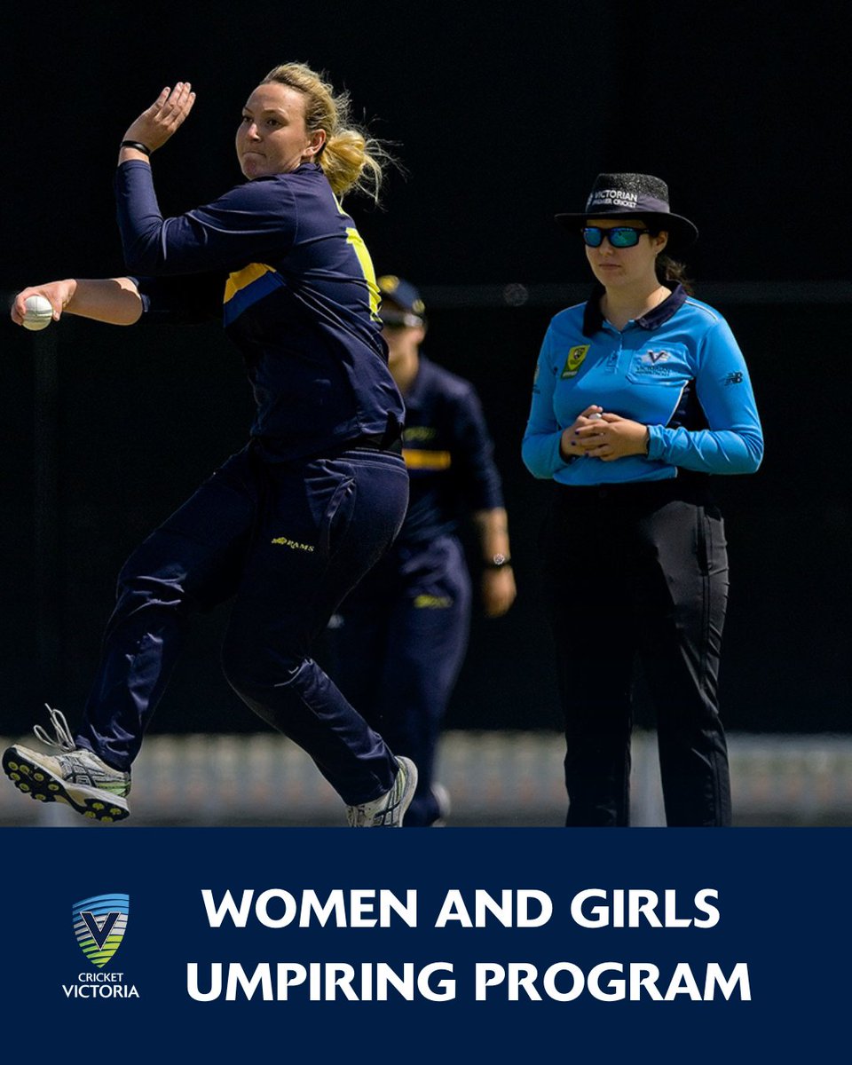 CV is thrilled to be running a Women and Girls Umpiring Program in August.

Hear from current umpires, learn new skills and meet other women with a passion for umpiring!

The program is available to all levels of umpires in community cricket.

🔗Register: cricvi.co/WomenAndGirlsU…