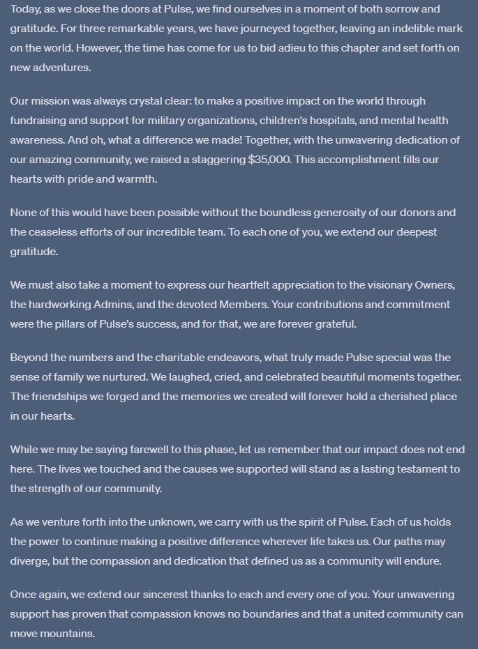 🌟Farewell, Pulse Community! 🌟