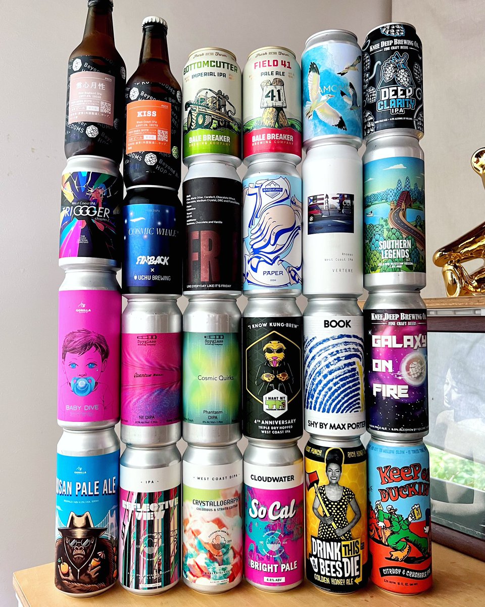 aijiroriine's tweet photo. ビール、、、、、
ｷﾀ━━━(ﾟ∀ﾟ)━━━!!

#balebreaker 
#Basqueland
#trademarkbrewing 
#CloudWater
#BEAKbrewery
#SpyglassBrewing
#VERTERE
#FoxFriday
#faryeastbrewing 
#hopkotan 
#Finback
#うちゅうブルーイング 
#inkhornbrewing 
#KneeDeep
#DuckFoot
#gorillabrewing 
#WCB
#onedrop https://t.co/HBi8eLtHQr