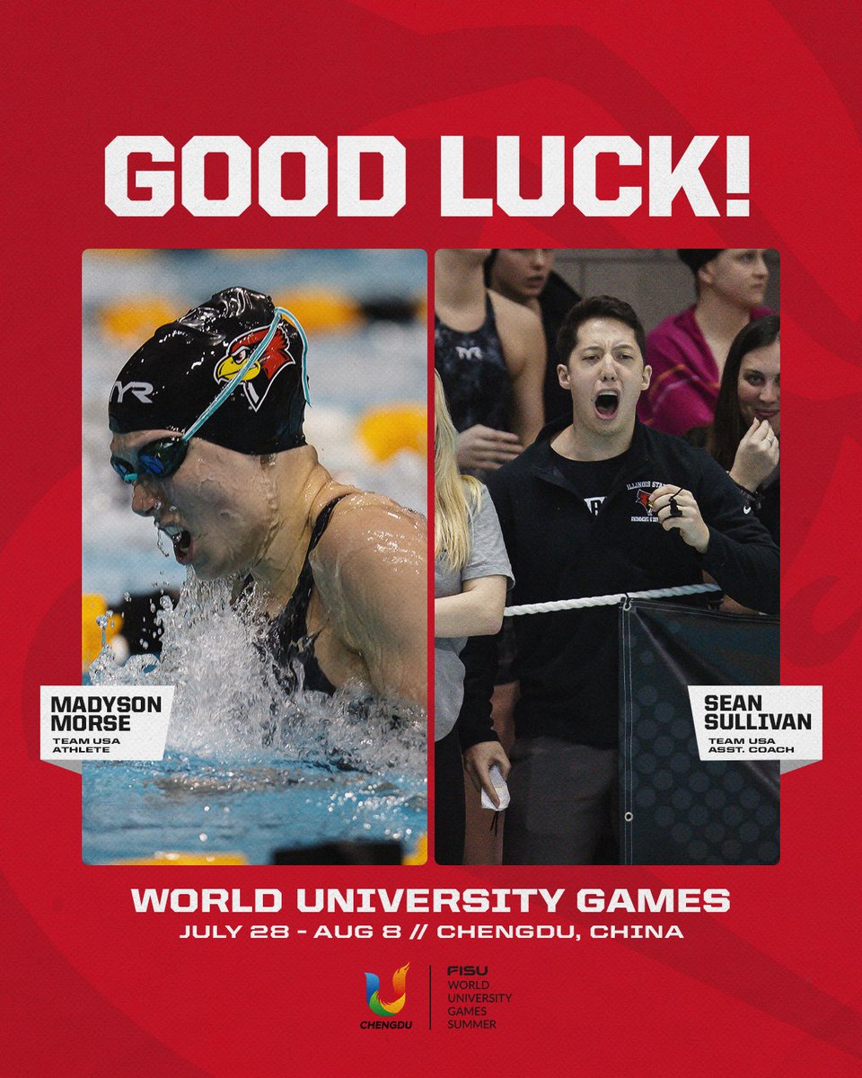 Good luck to Madyson and Coach Sullivan as swimming events open this week at the World University Games in Chengdu, China 🙌