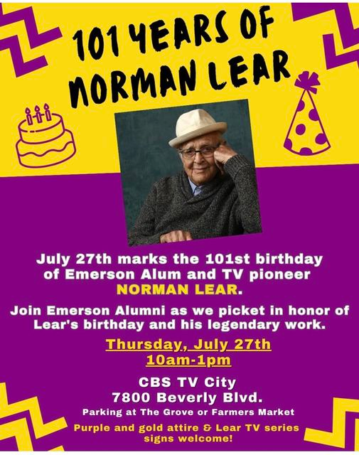 RT @chandra7thomas: Thursday. 10a. CBS TV City. 101 Years of Norman Lear.
#WGAStrong https://t.co/sFiGfiBW1p