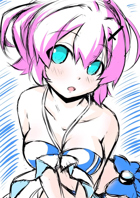 とにかく暑いのでジャベさん水着再アップ。  ミリ単位でも涼しさ感じてもらえたら幸いっす #アズールレーン #ジャベリン