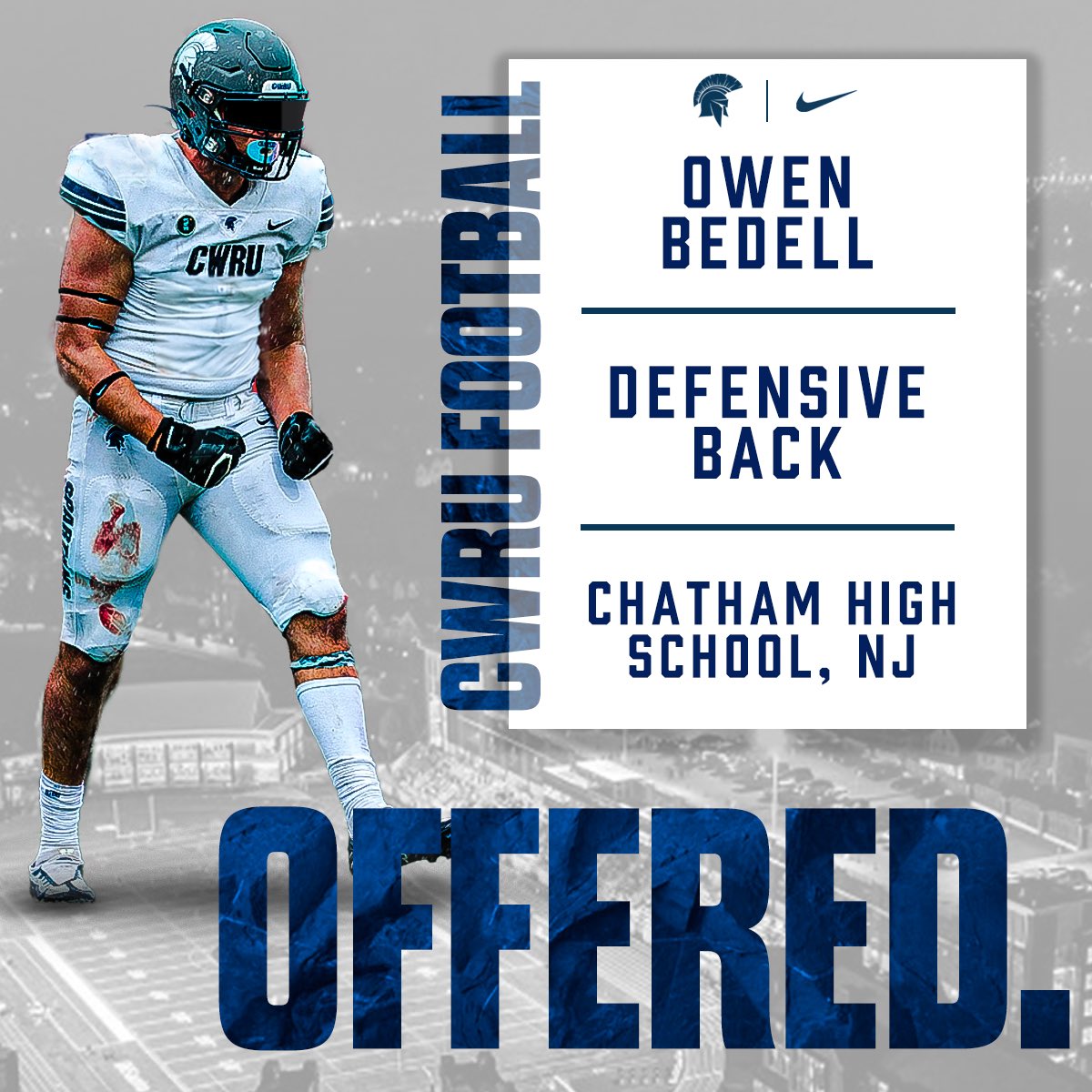 After a great talk with @CoachSlesh , I am thankful to receive my first offer from @CWRUFootball ! @Coach_Pic50 @chathamfootball