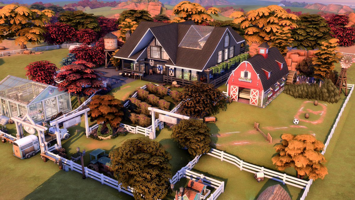 realsims_'s tweet photo. Building with the new Horse Ranch expansion. I also show what's new: interaction with horses, sheep and goats, nectar production, and a bit of the new world (did you see that there's a train?).

Link: https://t.co/ftKPbNijEI
#TheSims4HorseRanch  #ShowUsYourBuilds https://t.co/sxK7FN9XYN