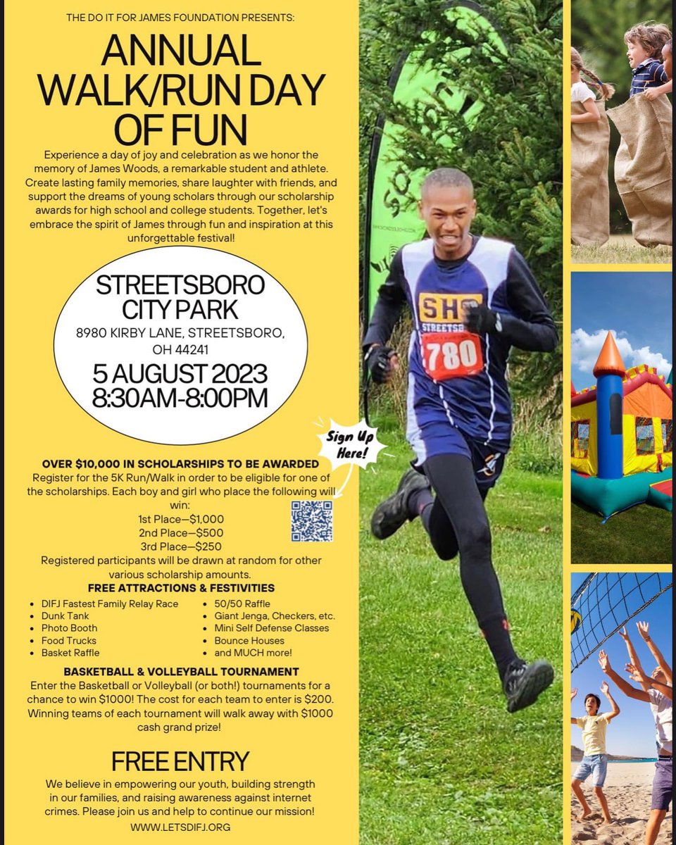 Looking for volleyball teams at the Do It For James Foundation Day of Fun. Team of 6; ages high school through college.