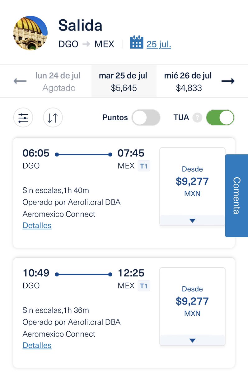 Sallvatoree's tweet photo. #Durango | A propósito de la campaña en contra de los cobros excesivos de #Aeroméxico

¿Cuanto le cuesta volar a #CDMX desde la capital duranguense este 25 de julio? 

Ahí la respuesta: 😮😮😮😮😮 https://t.co/OAS4n1VuJJ