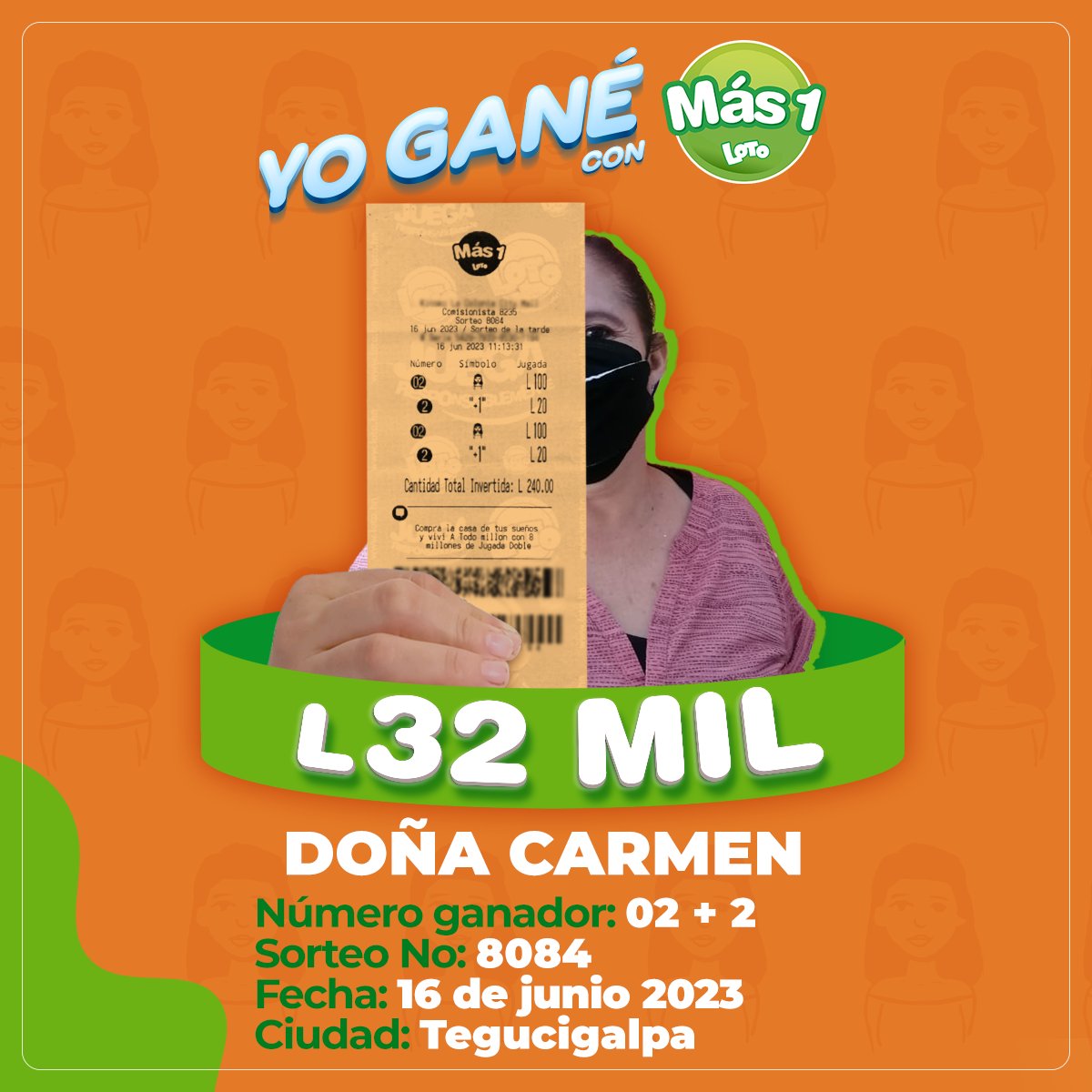 lotohonduras's tweet photo. ️¡Doña Carmen confío y ganó con #Mas1 💚 Y vos ¿Qué esperás para convertirte en nuestro próximo ganador? ✨😎 https://t.co/X0TGoMuPpA https://t.co/n49xijLXji