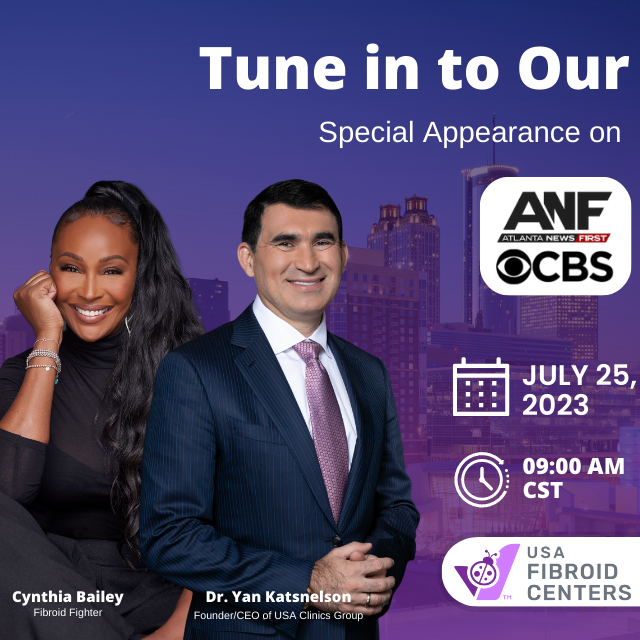 Watch Cynthia Bailey - Fibroid fighter and Dr. Yan Katsnelson - USA Clinics Group founder, tomorrow on ANF Atlanta News First CBS at 9:00 AM CST. Be prepared to learn about Fibroids.
#Fibroidawarenessmonth #Fibroidawareness #beintheknow #knowledgeispower https://t.co/0zK0m45TbM