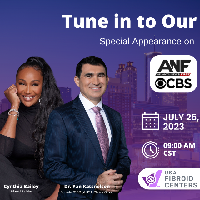 Watch Cynthia Bailey - Fibroid fighter and Dr. Yan Katsnelson - USA Clinics Group founder, tomorrow on ANF Atlanta News First CBS at 9:00 AM CST. Be prepared to learn about Fibroids.

 #Fibroidawarenessmonth #Fibroidawareness #beintheknow #knowledgeispower https://t.co/0zK0m45TbM