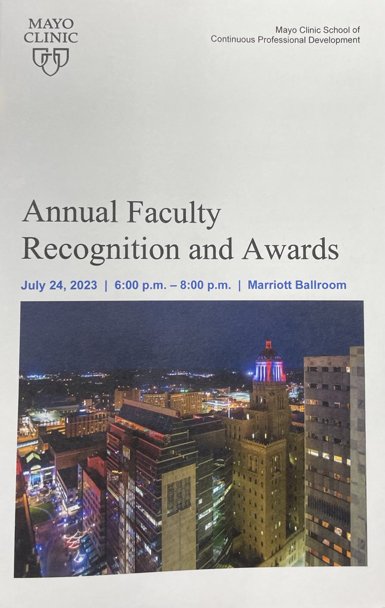 MeltiadyIssa's tweet photo. Thank you @MayoClinic School of Professional Development @CabreraERDR @MayoMitch for recognizing #MayoMGR ! Honored to receive the Award of Distinction with great colleagues and friends: Dr. Karna Sundsted, @M_MuellerMD @RaeAnneBoldt
#MayoCPD #MedEd @MayoMedEd https://t.co/jL0wv7l9Yp