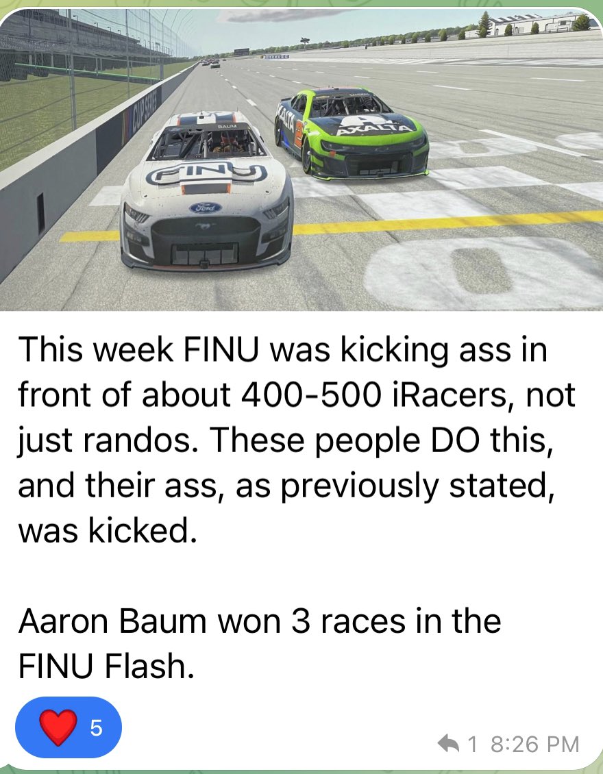 <a href="/iRacing/">iRacing</a> 

Seems the <a href="/finucrypto/">FINU Crypto</a> $FINU cars been making some waves in the circuit…

#brandcoin built to last and build in all aspects.  #Crypto X racing