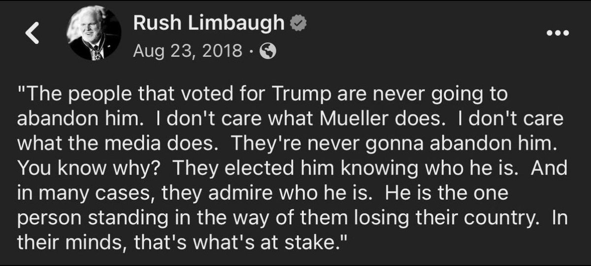 RT @GuntherEagleman: Rush was right…  We won’t abandoned Trump,  Ron DeSantis shouldn’t have either. https://t.co/AL7UnLzdS5