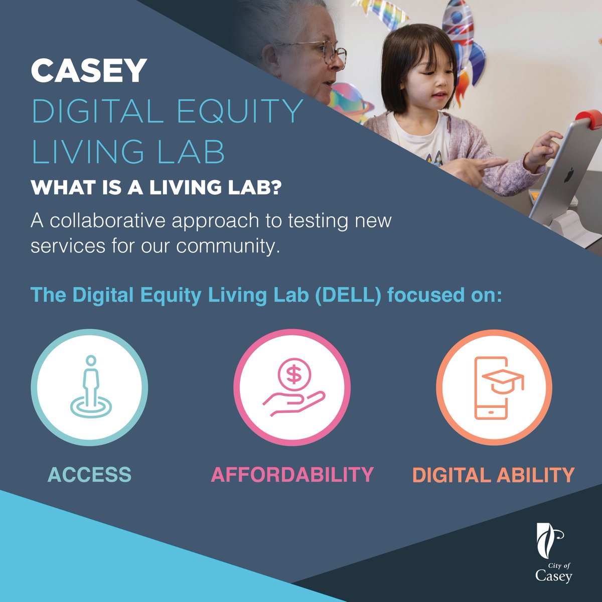 delosdelta's tweet photo. In October 2021 the City of Casey began piloting a Living Lab targeting digital equity, in their community. We were pleased to work with Mandy and the team to communicate the impact and outcomes of this project. 

Check out their website for more info: 
https://t.co/qd7zkp0Zzd https://t.co/y1V4WF0CI3