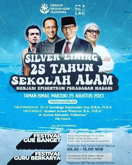 SchoolUniverse's tweet photo. Peringatan 25th Sekolah Alam, 25 Agustus 2023, Taman Ismail Marzuki - Jakarta* _Terbuka untuk Umum_
#sekolahalam https://t.co/zb7JUS3jGg