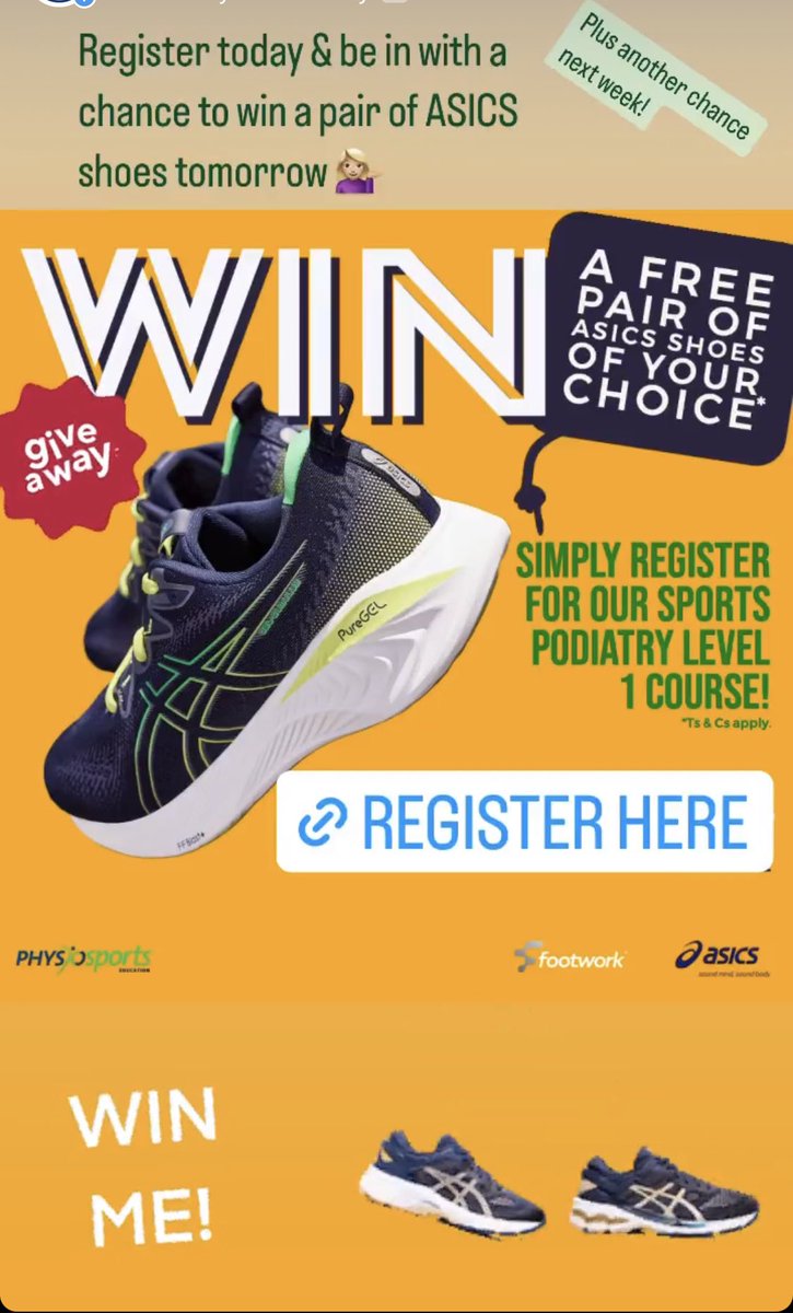✨Second winner of a pair of ASICS shoes - drawn tomorrow!💫 

➡️Simply register 4 our SPORTS PODIATRY COURSE LVL 1 &amp; U will go into the draw &amp; stay in the draw 2win 1 of 2 ASICS shoes of UR choice from our sponsor ASICS🙌🏼

⬆️info &amp; to register lnkd.in/giUawF9M