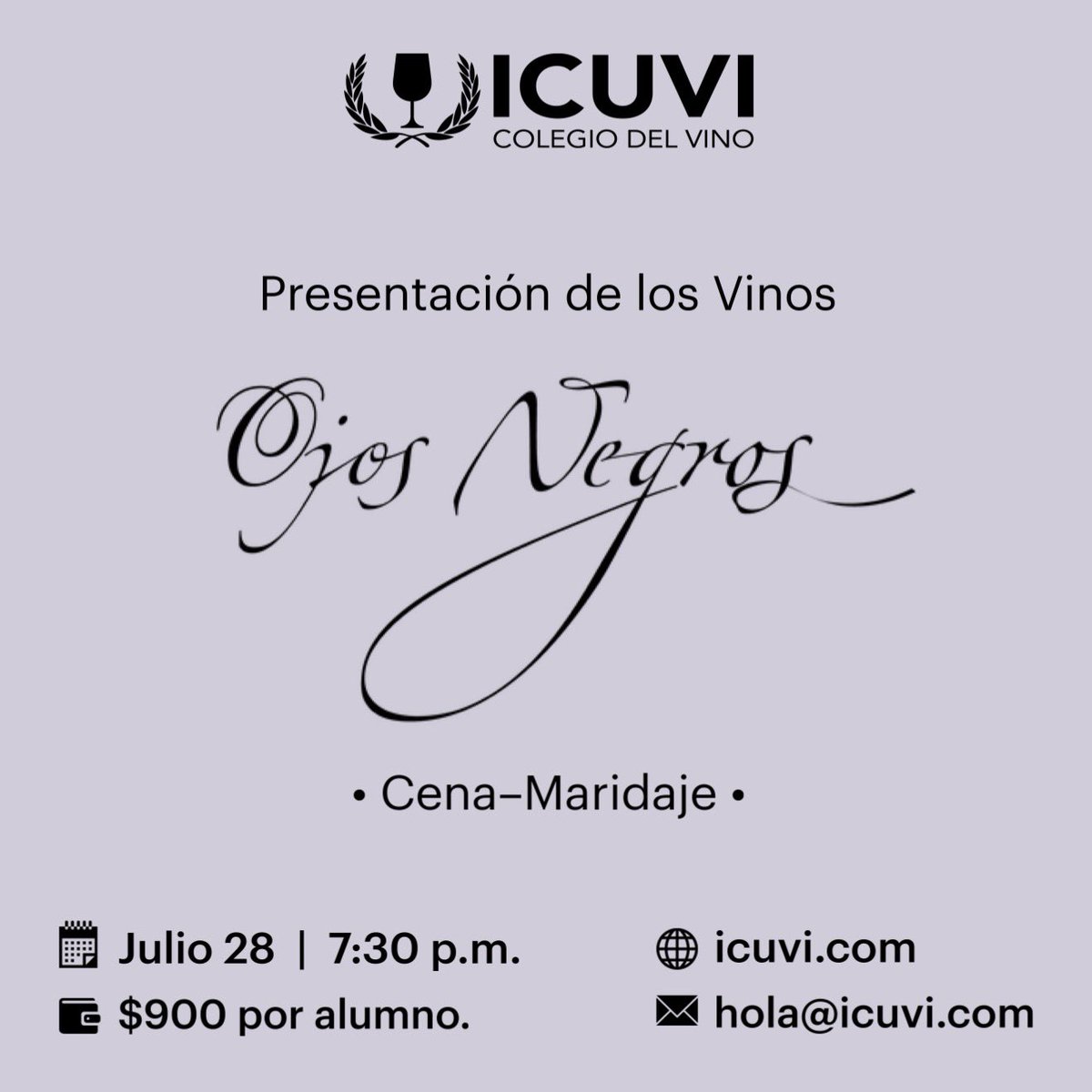 ICUVI's tweet photo. Nos vemos este viernes para la cena-maridaje con vinos #OjosNegros, provenientes del Valle de Ojos Negros, Baja California 🍷
Informes:
→ https://t.co/kHIxoBuWXH
Reservaciones:
→ hola@icuvi.com
#Metepec #ColegioDelVino #Metepec #vino #Toluca https://t.co/LbexNd5gVy
