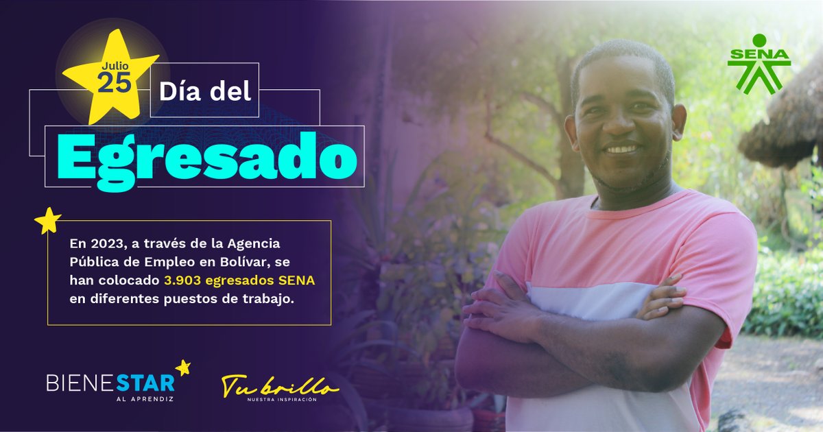 SENAenBolivar's tweet photo. En @SENAenBolivar reconocemos a nuestros #EgresadosSENA y, como apoyo en su búsqueda de empleo, a través de la Agencia Pública de Empleo, intermediamos vacantes laborales. ¡Felicidades en su día! 🎓👏 https://t.co/sLwl7egVoS