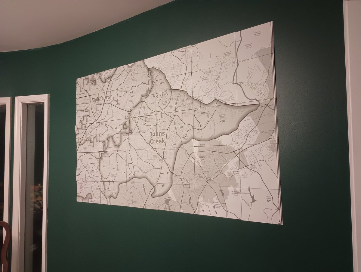 Erin really likes maps. Erin really likes Johns Creek. But I suspect there's more going on here when this shows up in our dining room. #johnscreek