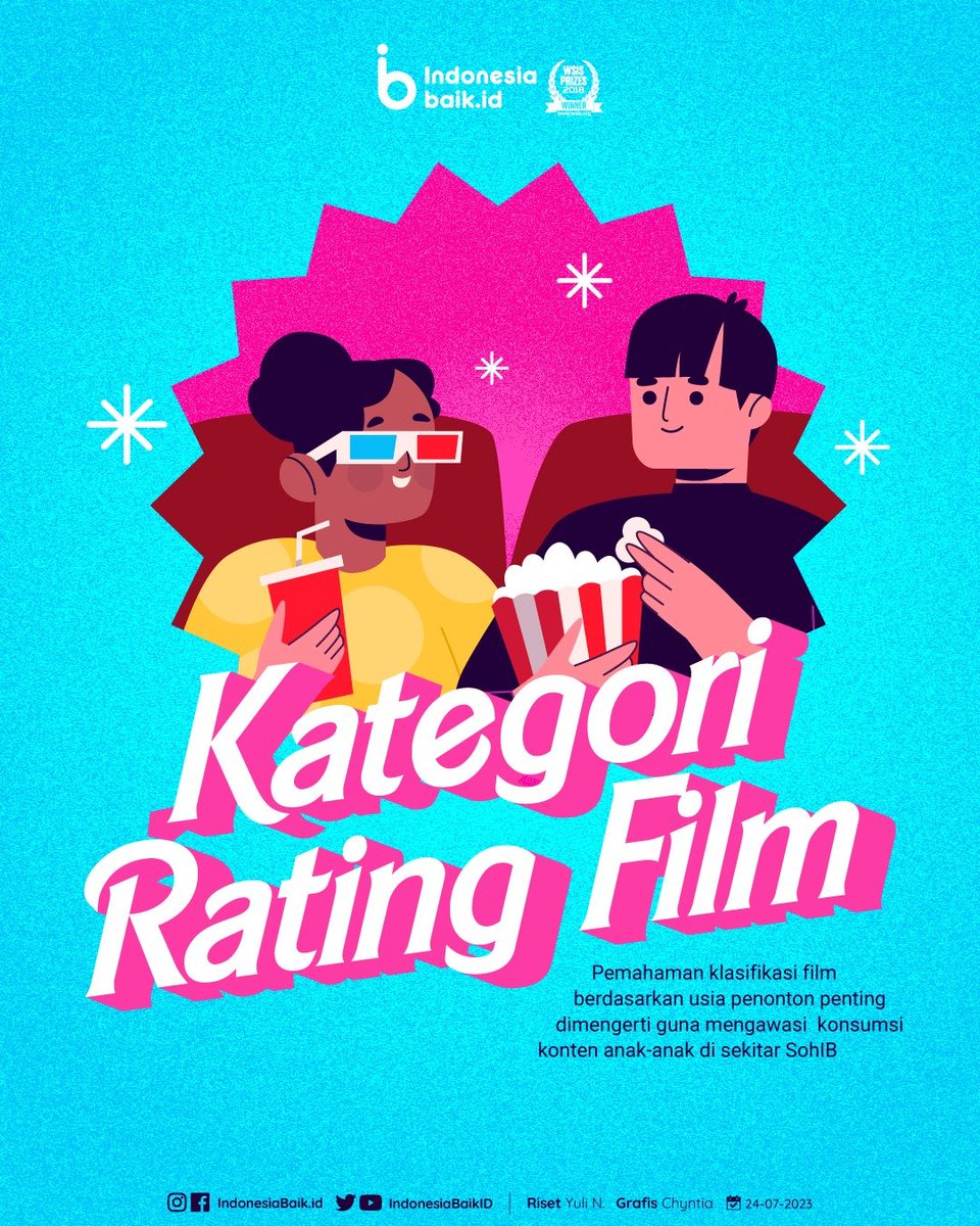 IndonesiaBaikId's tweet photo. Hai SohIB!
Rating film adalah peringkat suatu film berdasarkan kesesuaian dengan segmen penonton tertentu.
Kalau SohIB sudah menerapkan tontonan film sesuai kategorinya kan?
#IndonesiaBaik #YangMudaSukaData #RatingFilm #KategoriFilm #Film #LiterasiDigital #KominfoNewsroom https://t.co/0ZYFP8ZKIc