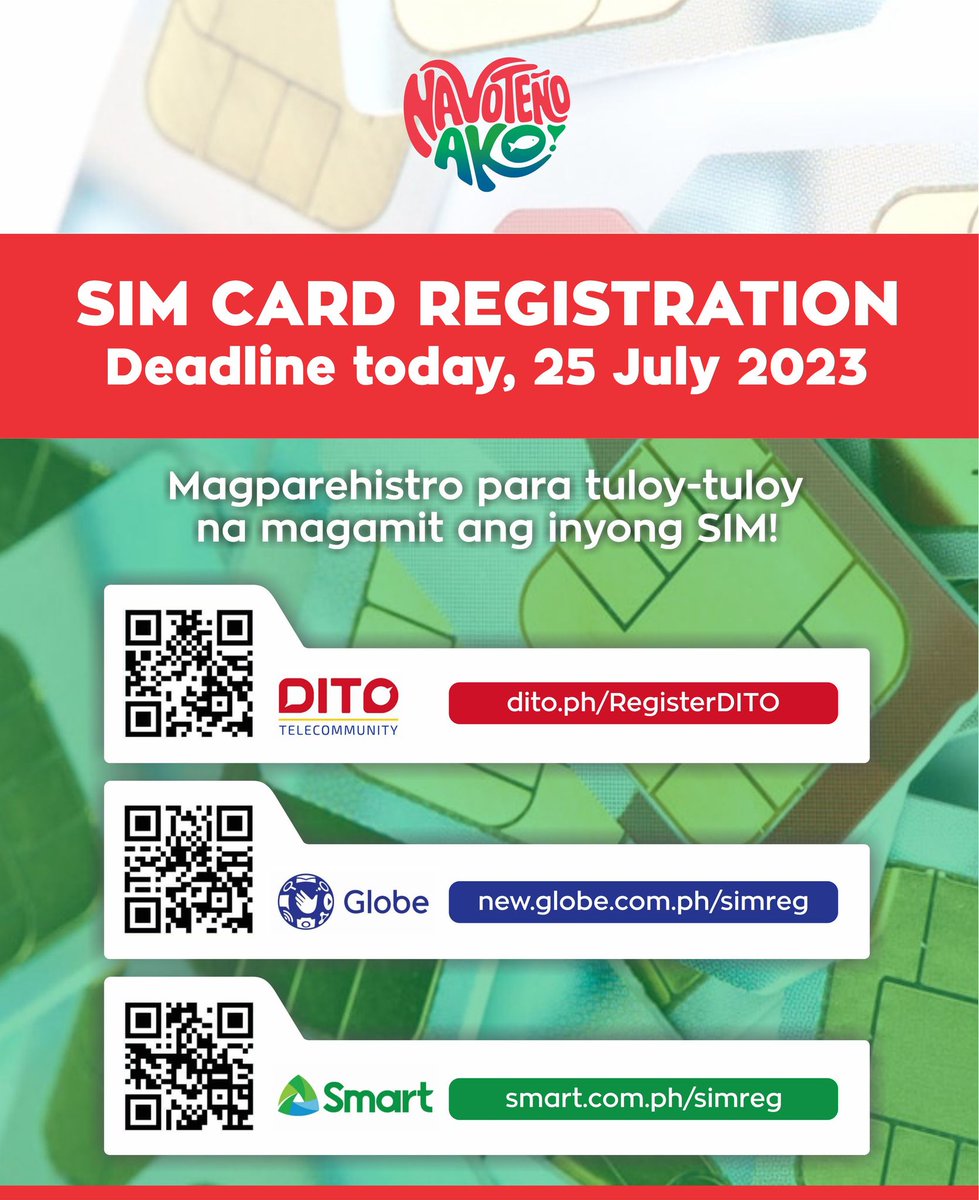 Navotas_City's tweet image. Last day na ng SIM Card registration ngayong araw, last chance na para ma-secure ang mobile number na gamit ninyo!  

#SIMCardRegistration
#Navotas