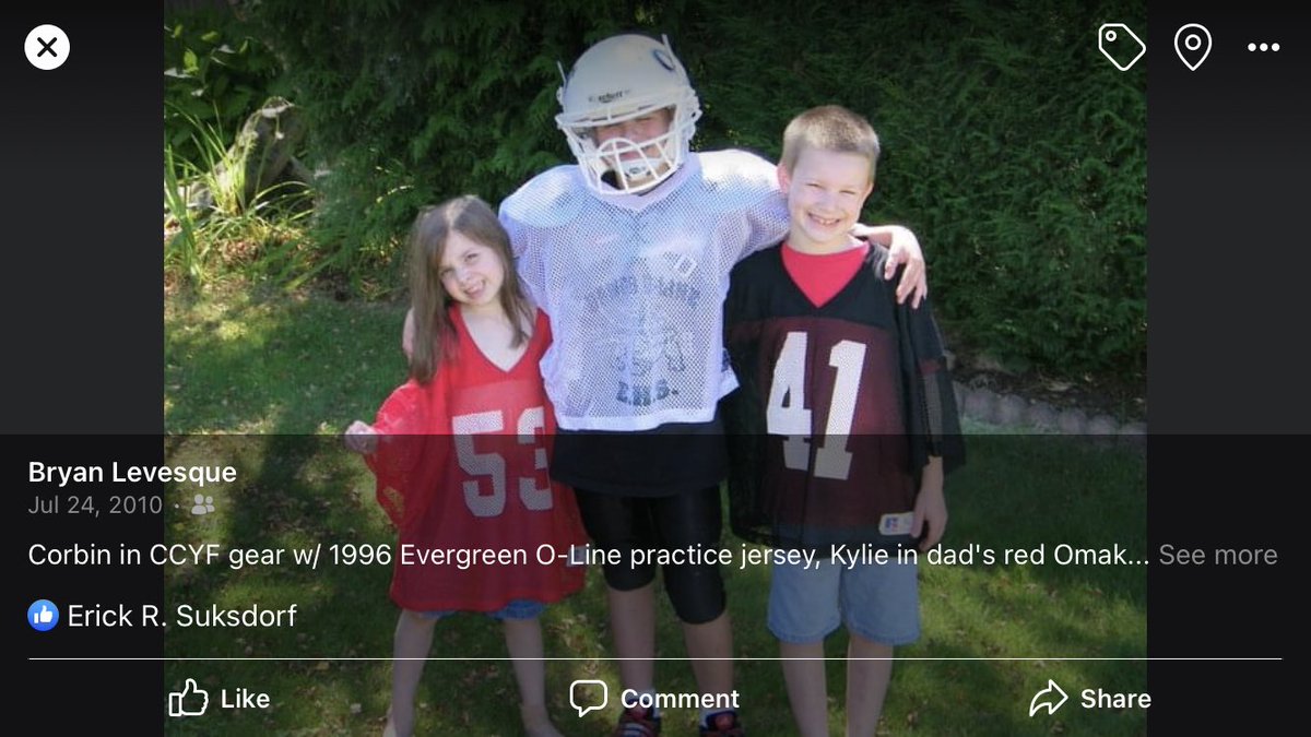 53bryan's tweet photo. 13 years ago @Corbin236 was playing #CCYFfootball and posed for this pic in my Evergreen OL practice jersey. He is now the 8th grade #ccyf HC for @PapermakerFB and I’ll be his OL coach. Crazy how life works. #rollmakers https://t.co/hwmu1MDNJR
