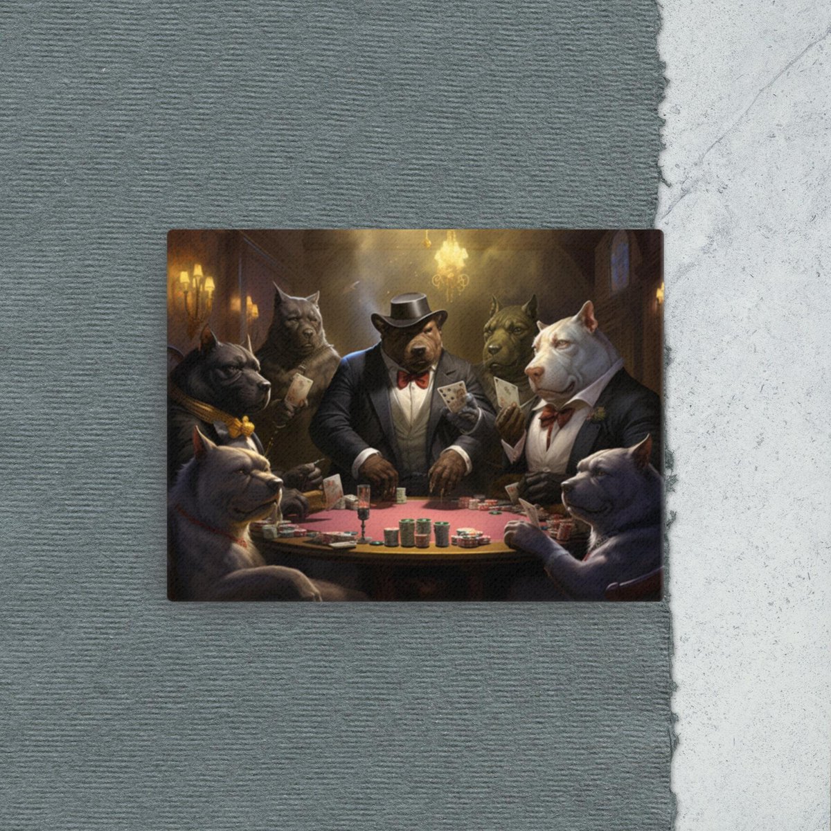 Check out my #AI #wallartprint design on #canvas on etsy for #doglovers and #poker fans!