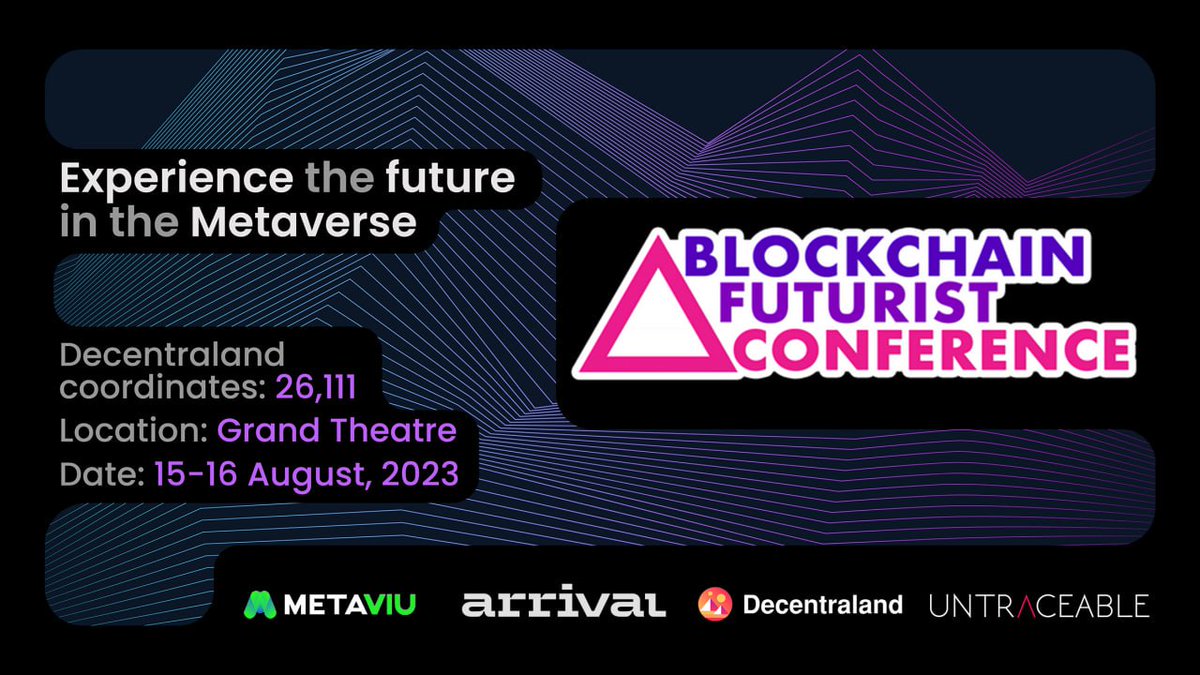 Together with <a href="/meta_viu/">MetaViu</a>, we're co-hosting the Blockchain Futurist Conference #Futurist23 with <a href="/untraceableinc/">Untraceable - Crypto Events since 2013 🚀</a>. This year, it's not just Canada's largest #Web3 event - it's going hybrid! Join us at <a href="/decentraland/">Decentraland</a> 

events.decentraland.org/event/?id=e9be…