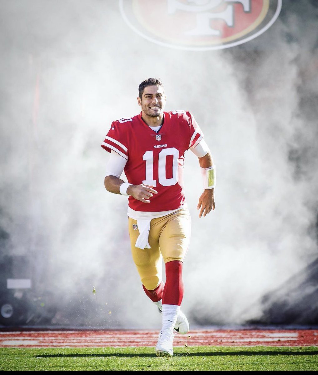 49erscast1's tweet photo. As the new season starts without Jimmy G just want to say thank you Jimmy G for everything you have done to help shape the organization they are now. You kept the Faithful proud. 🫡 #FTTB https://t.co/6lpGynMtUL