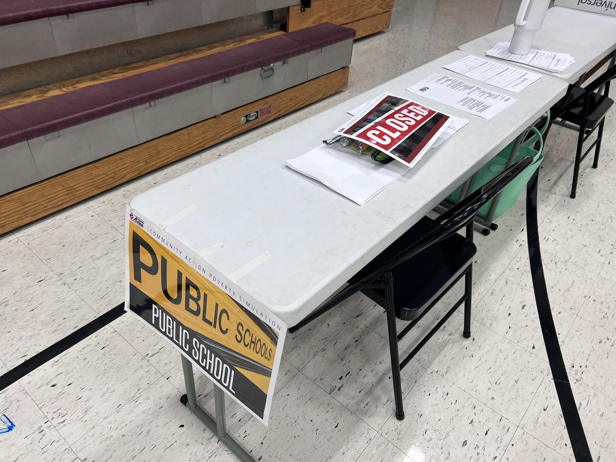 Kimberead's tweet photo. Closures Evictions Long Lines Frustrations SCS educators and AHA moments today during Poverty Simulation @scottlangford72 @skinner_frankie @mrstgwilkinson #SumnerAchieves https://t.co/axGIdts8LG