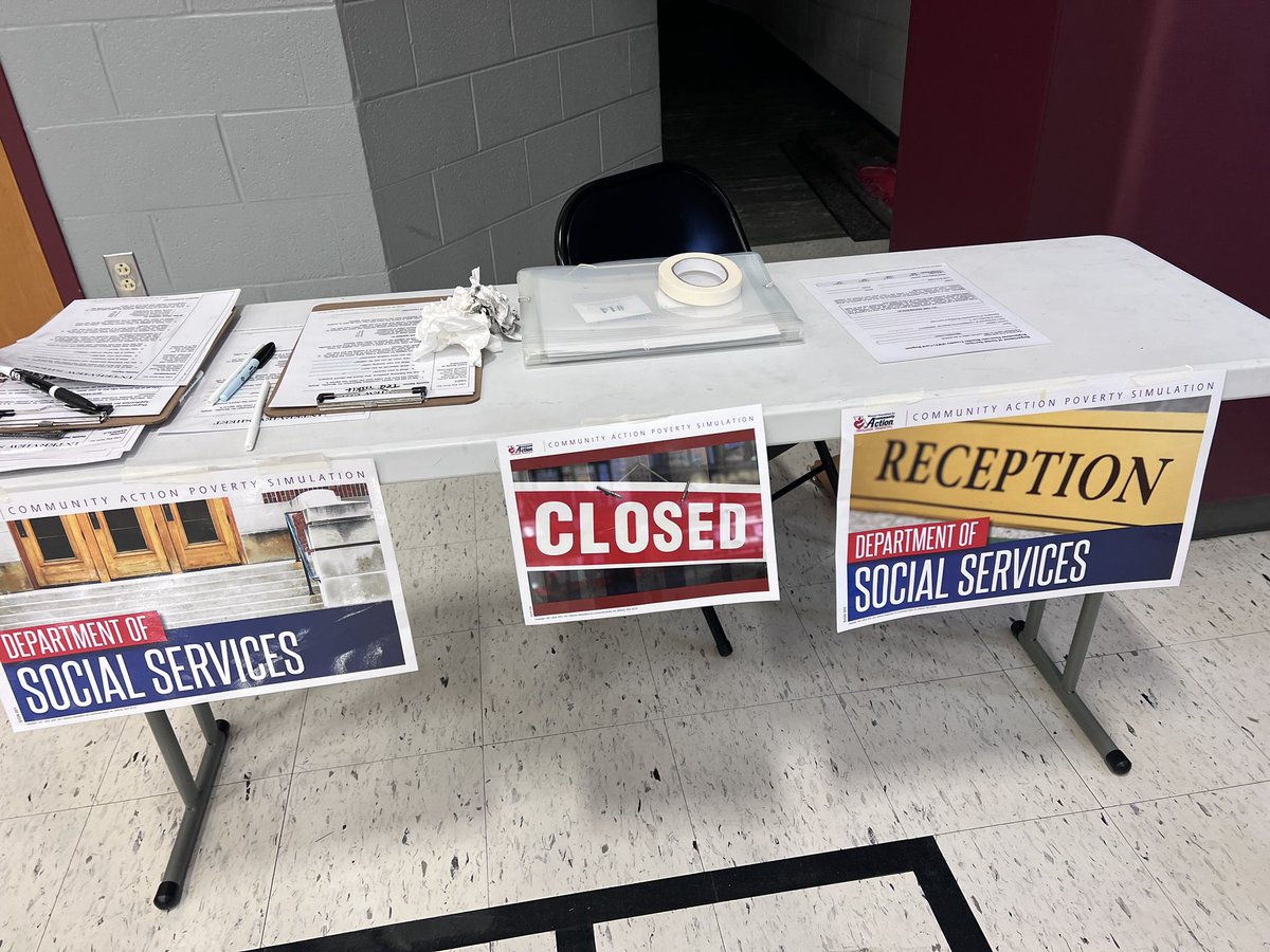Kimberead's tweet photo. Closures Evictions Long Lines Frustrations SCS educators and AHA moments today during Poverty Simulation @scottlangford72 @skinner_frankie @mrstgwilkinson #SumnerAchieves https://t.co/axGIdts8LG
