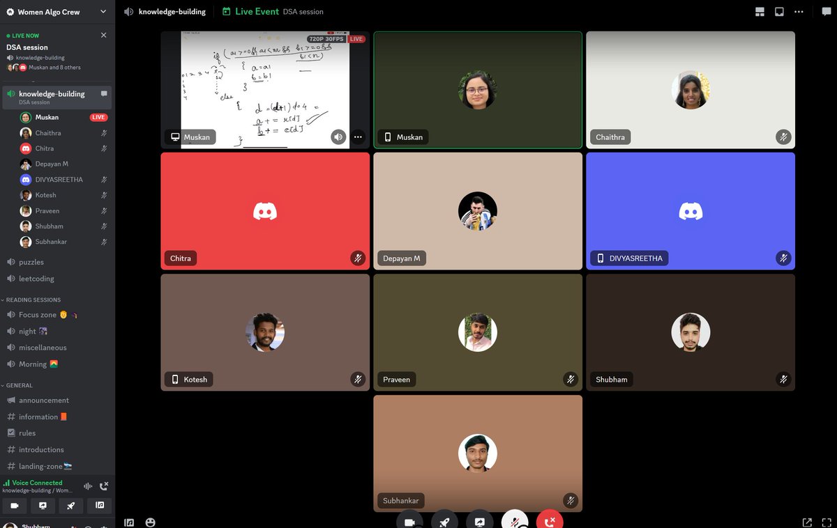 WomenAlgoCrew's tweet photo. Tuesday session at WAC...

Discussed the simulation approach to spiral Matrix. 
Amazed to see how fast learners are grasping the concepts (the power of learning together).

Going to start with the Linked list from the next session onwards... https://t.co/U8lyZ855Pl