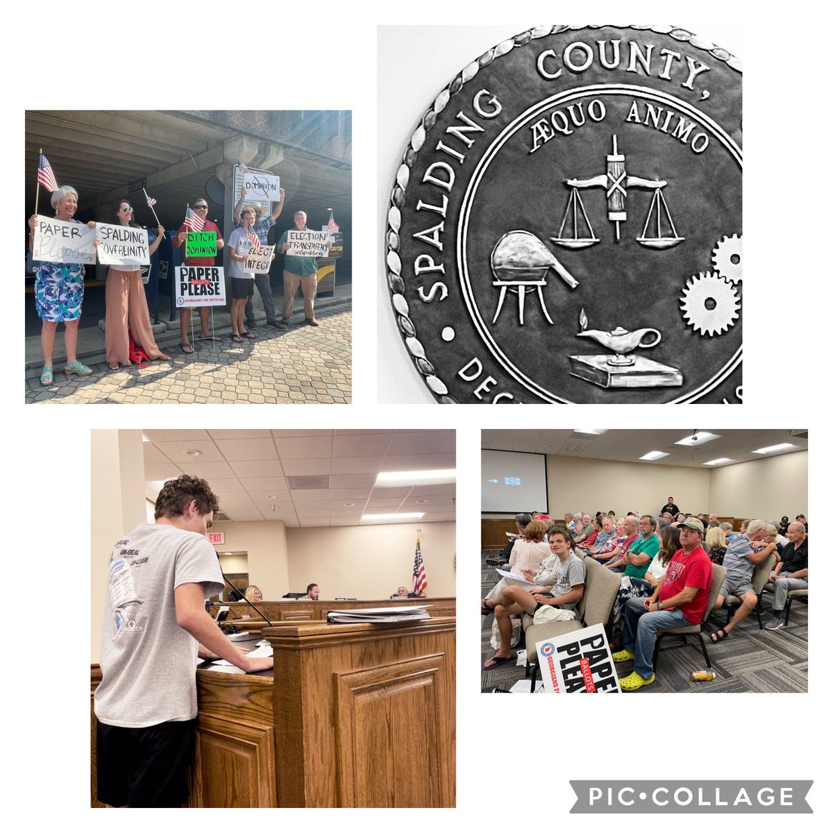 Spalding Co. Election Board Night - Patriots came from many counties across GA - Banks, Hall, Fulton, Gwinnett, Bibb, Chatham, Paulding & Coweta just to name a few!
#unplugGeorgia
#handmarkedpaperballots
#handcounts
#paperballotsga
#paperballots2024
#gapol https://t.co/OSFW6LkUFF