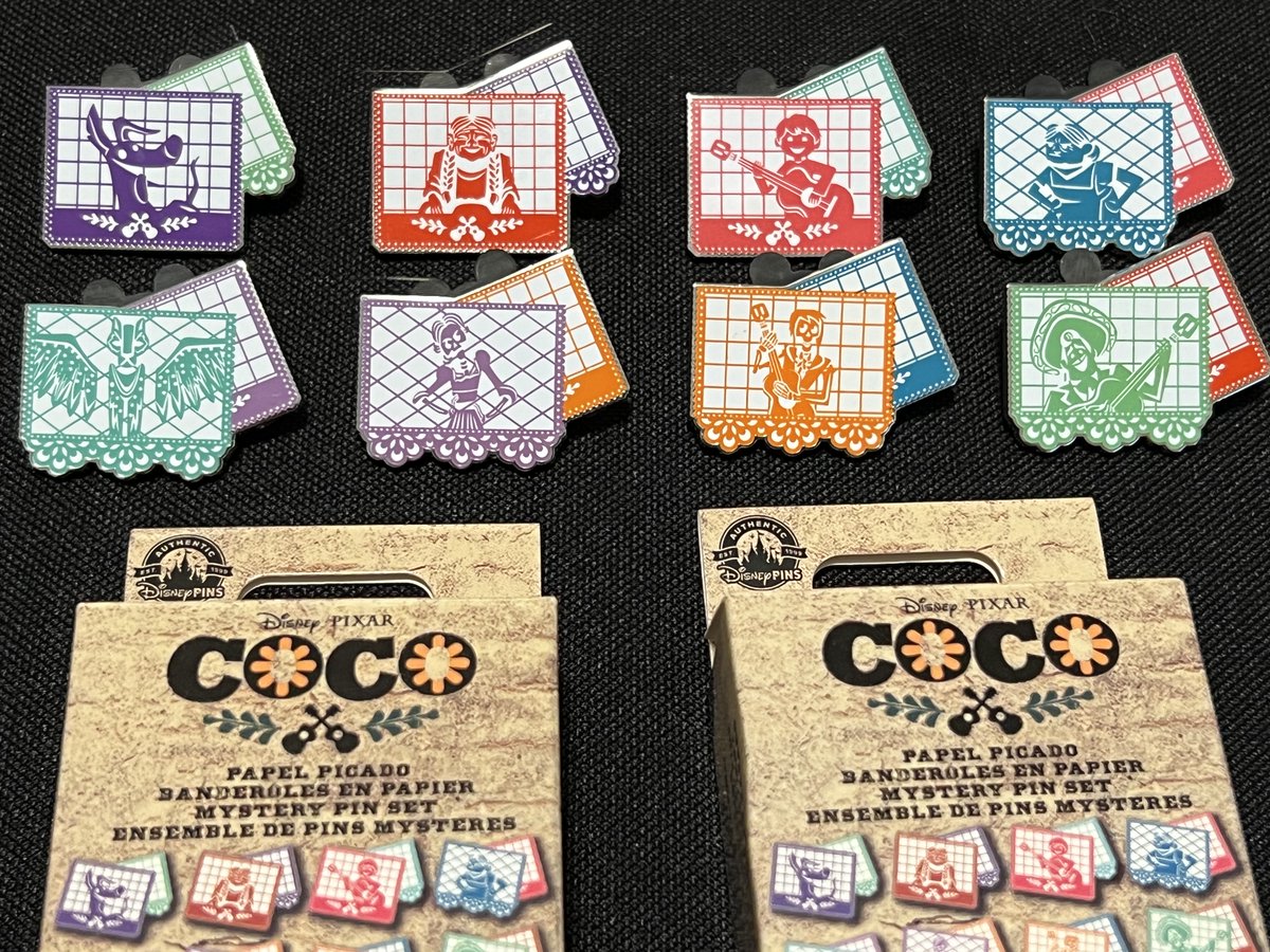 TeriE's tweet photo. FULL SET ~Disney Mystery Pin #Pixar Coco #PapelPicado Flags COMPLETE Set ~ ALL 8 Pins #disneypinsforsale #disneypins #disneymysterypins #coco #miguel #dante #ebayfinds #disneypintrading #disneytradingpins #MexicanFlags #Disneycollectibles https://t.co/pFHz3th5sS #eBay via @eBay https://t.co/j7S2WSVMDr