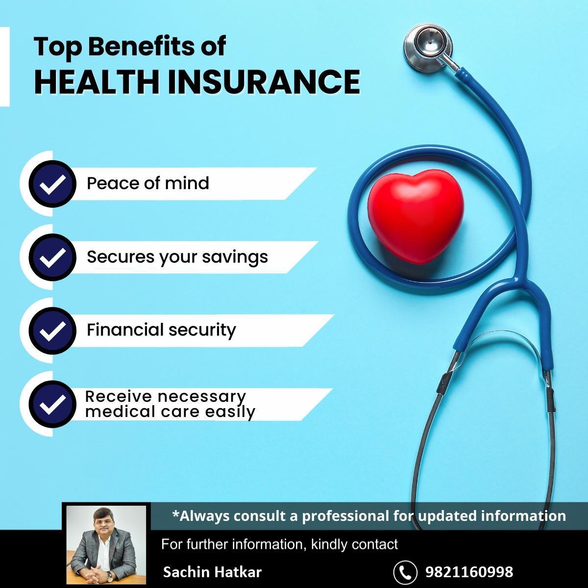 TeamArthmitra's tweet photo. Health insurance offers these significant advantages, providing both financial stability and peace of mind when it comes to your health and well-being. Prioritize your health and protect your future with the security of health insurance!#HealthInsuranceBenefits #FinancialSecurity https://t.co/9dNSObP6qB