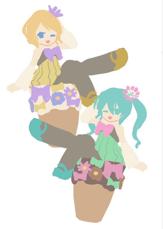 巡音ルカ ,メイコ(VOCALOID) 「モジュール本の作業を進めてて突然直角ターンをキメた感じのラフ。かわいいとは思うん」|Юрй(ゆうり)💍のイラスト