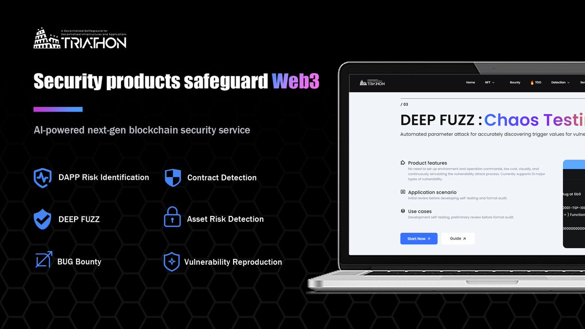 TriathonLab's tweet photo. 🔥#Triathon AI-powered next-gen blockchain security service

🛡Triathon is committed to embracing future developments and leveraging #AI capabilities to shape a more secure #Web3 ecosystem.

Read more⤵️

https://t.co/jIkKQ0GaWe

#AIDetection  #FuzzTesting  #ContractDetection