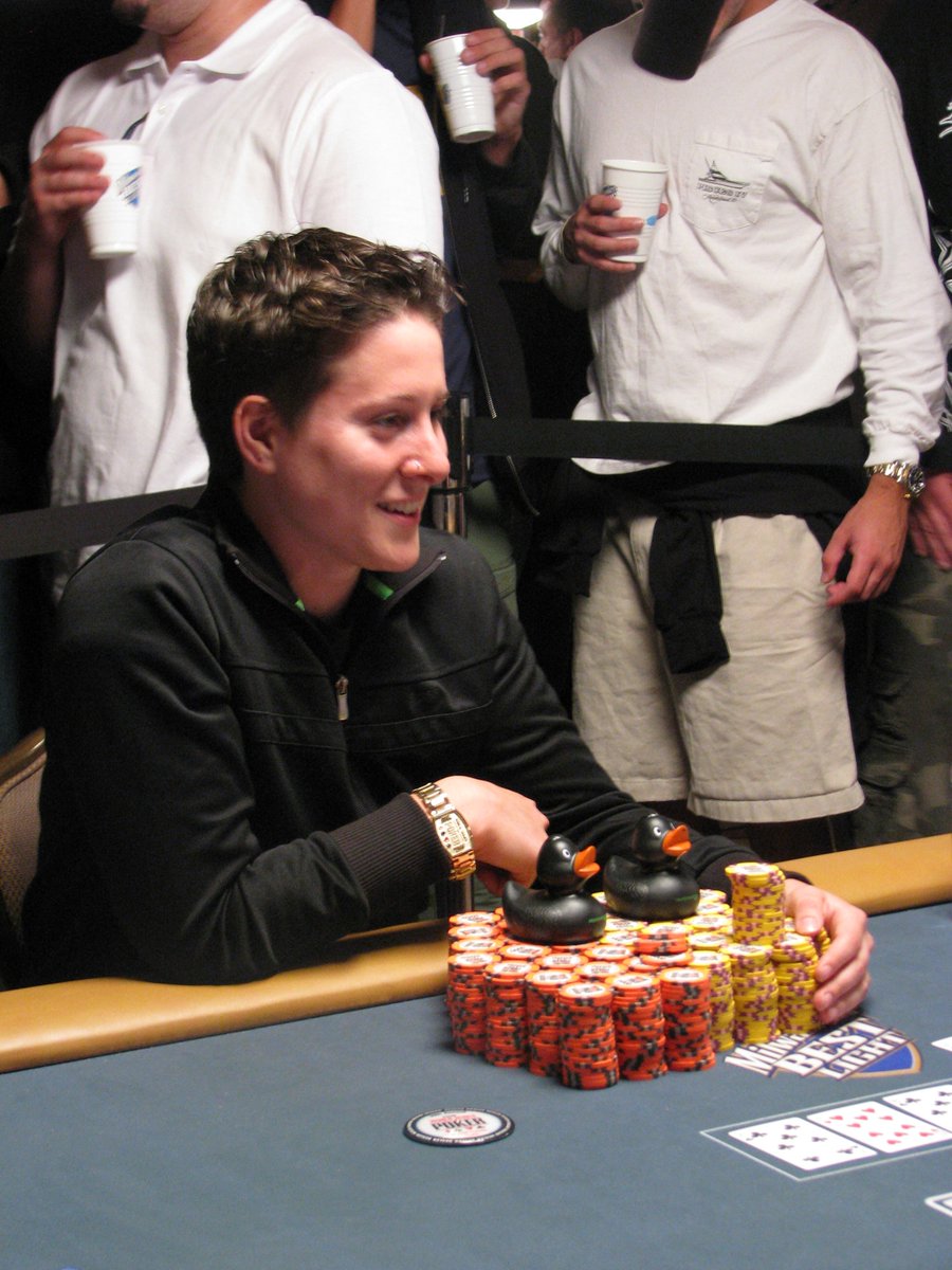 People lined up along the rail to watch <a href="/VanessaSelbst/">Vanessa Selbst</a> during the poker boom.