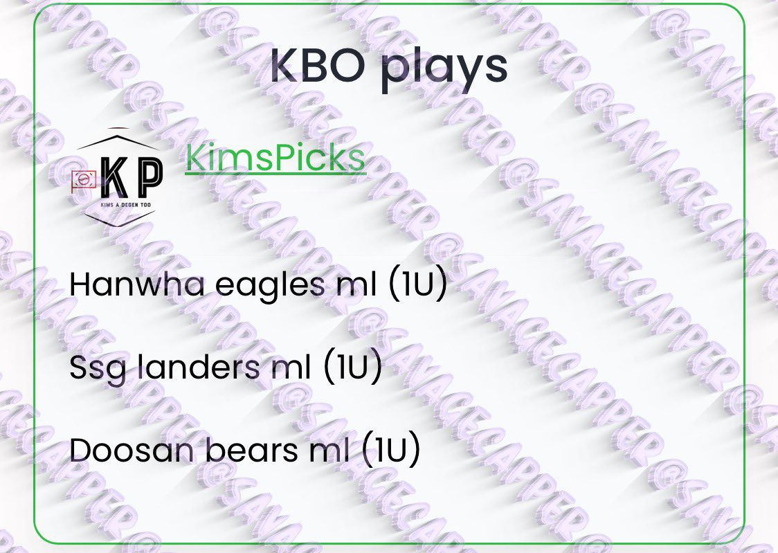 SavageCappers's tweet image. #KimsPicks #KBO #GamblingTwitter #sportsbets #sportsbettingpicks #KBOpicks #wakeandcash #wakencash #parlay