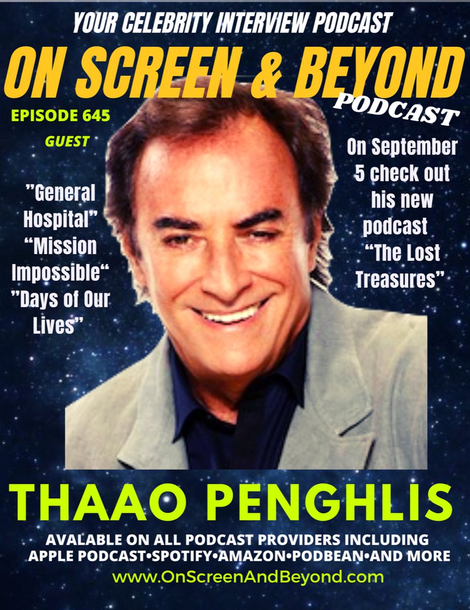 OnScreenNBeyond's tweet photo. @ThaaoPenghlis
of #DaysofourLives #GeneralHospital the #80s #MissionImpossible, our guest on #OnScreenandBeyond. Thaao talks career, working w/ Elizabeth Taylor, his podcast "The Lost Treasures" & more! Hear on all podcast providers or this link https://t.co/hdyPDhJ3em https://t.co/C0kzIcbMlR