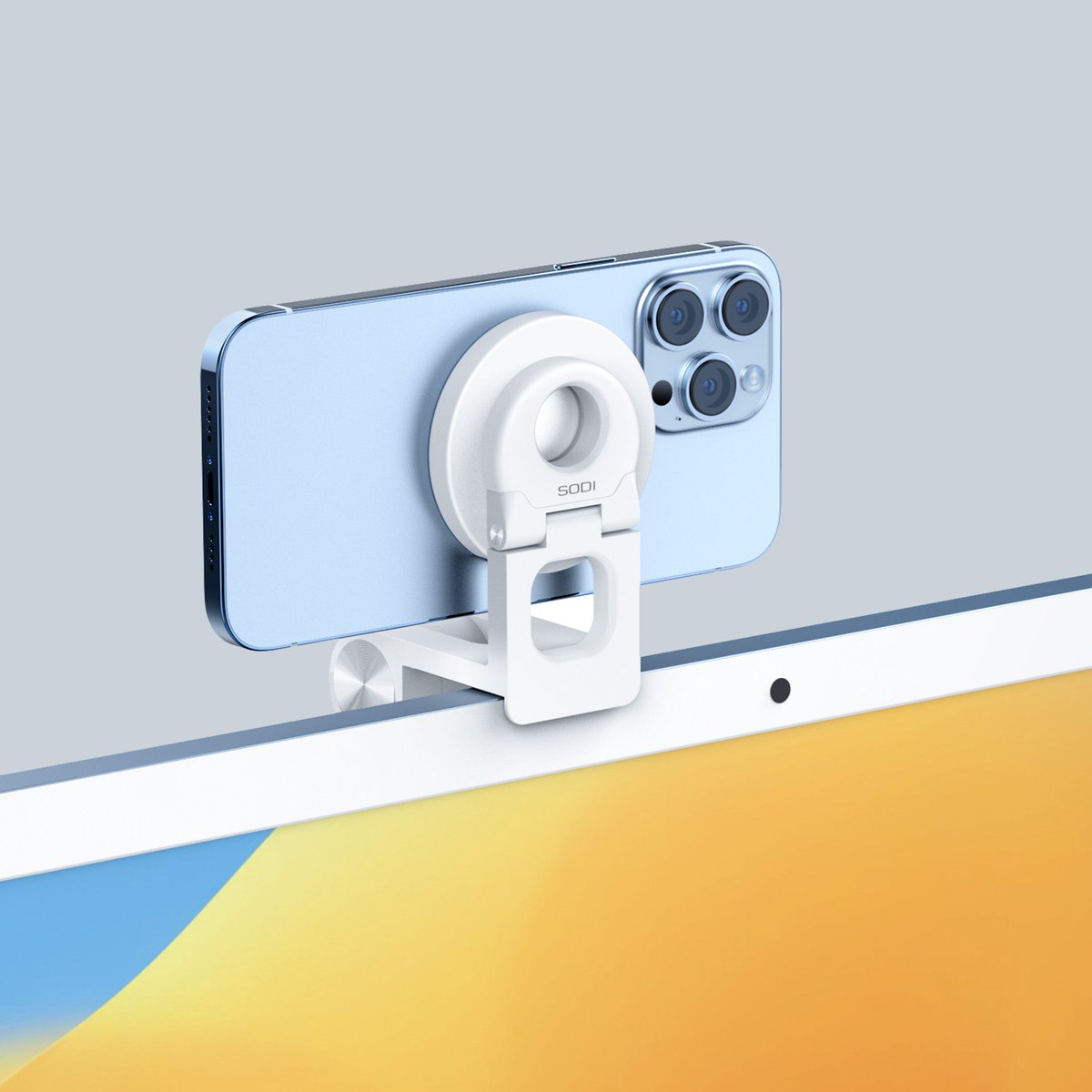ChrisSu47759's tweet photo. SODI Continuity Camera Mount for Desktop Monitor &amp; iMac - iPhone Camera Mount with Mag-Safe Compatible, Adjustable Tilt for Desk View, Magnetic Phone Stand for iPhone 14/13/12 and Mac OS Ventura

#omoton #sodi #distributor #reseller #wholesale #dealer #cameraholder #macbookcamera https://t.co/tG1v2GfNMA
