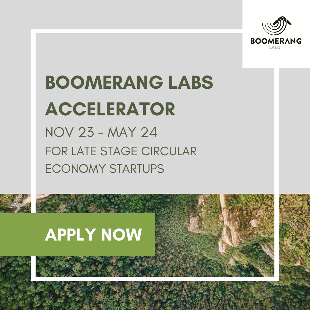 Applications now OPEN for our circular economy startup Accelerator!
Full details and application form now available: boomeranglabs.org.au/accelerator