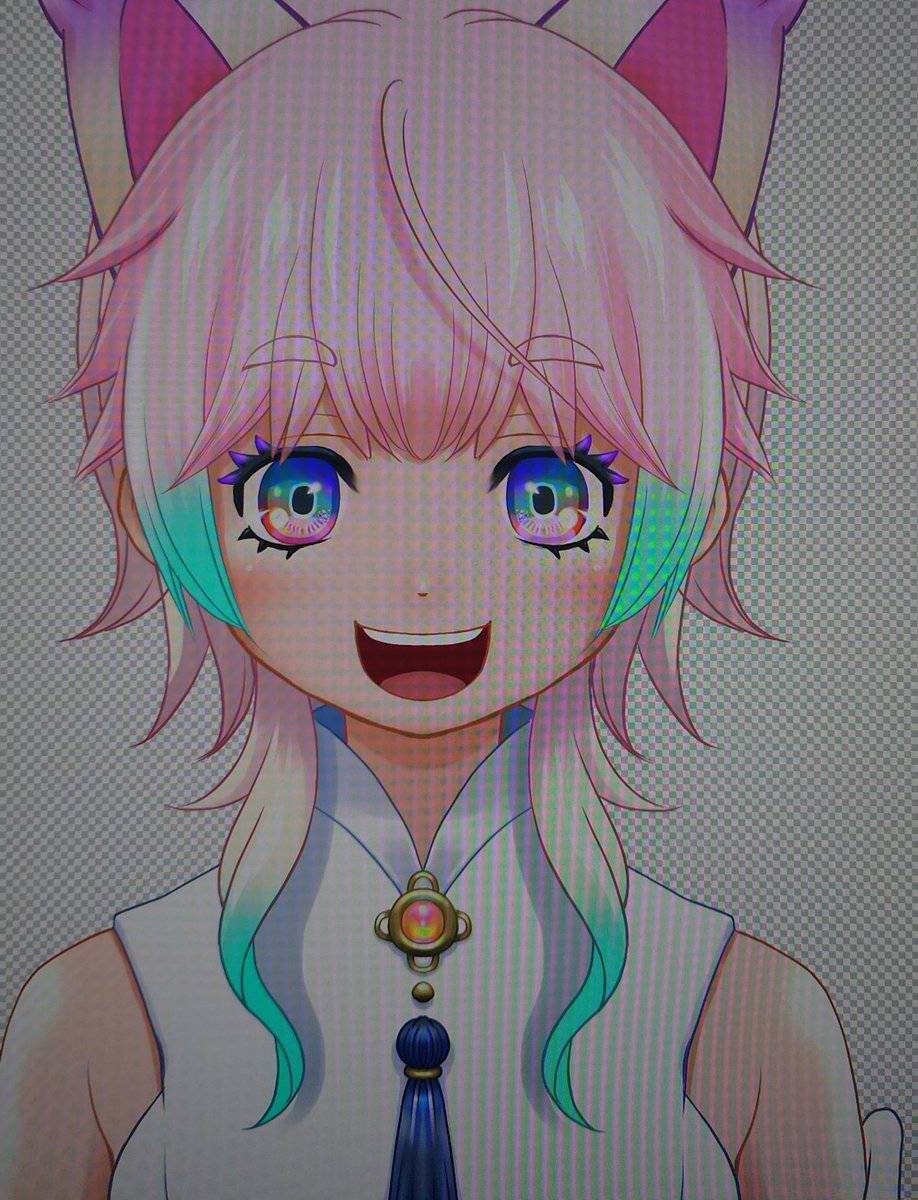 こんちょわわ！🌞 髪型迷ってるん。なんだかんだやっと集中して作業できてる🤤 もう少しでモデリング段階…パーツ分けしんど！w 
#Live2DWIP