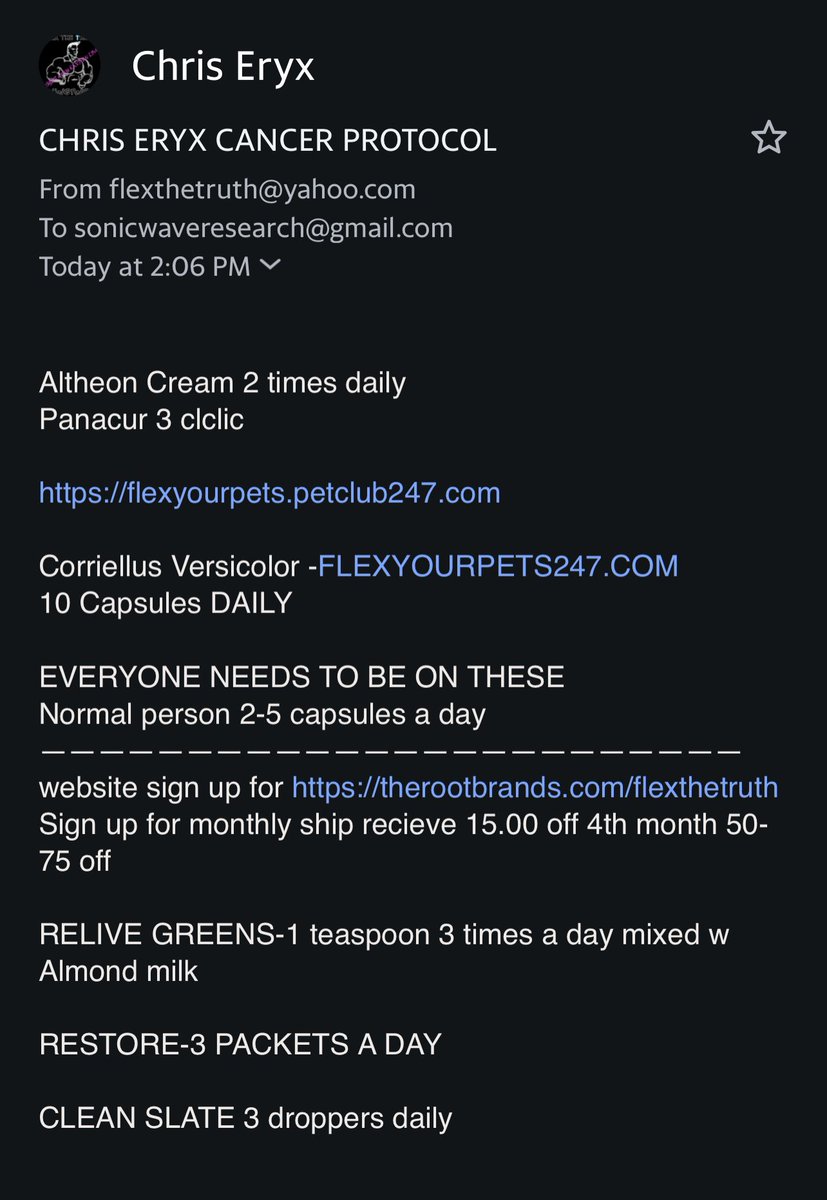 flexeryx's tweet photo. @Trump_lassQ17 Yes Valerie get a hold of
Me … I was diagnosed w Stage 3 Cancer … 3 weeks tumor shrunk to a 1/3
https://t.co/wKhOM99PF9
CORRIELLUS VERSICOLOR 

https://t.co/AU23Cv37oN
CLEAN SLATE &amp; RELIVE

412-506-1711 flexthetruth@yahoo.com https://t.co/rn8ab2xJtk