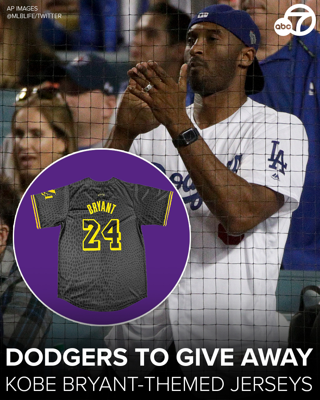 ABC7 Eyewitness News on X: MAMBA FOREVER 🐍 The Dodgers will be giving  away Kobe Bryant-themed baseball jerseys as part of their Lakers Night  promotion, the team announced.    / X