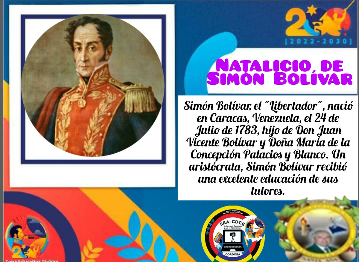 Efemérides del día! "Natalicio de Simón Bolívar"
<a href="/NicolasMaduro/">Nicolás Maduro</a>
@MPPEDUCACION 
<a href="/_LaAvanzadora/">Yelitze Santaella</a>
<a href="/RosangelaOrozco/">Rosangela Orozco</a>
<a href="/FreddyBernal/">Freddy Bernal</a>
<a href="/CDCETachira/">CDCE Táchira</a>
<a href="/Berzabethg1/">Berzabethgandicaoficial</a>
<a href="/Crazet2011/">Crazet2011</a>
@docentenforma
<a href="/yusara90012991/">Cordoba R.P.A</a>
<a href="/info_mppe/">INFO MPPE</a>