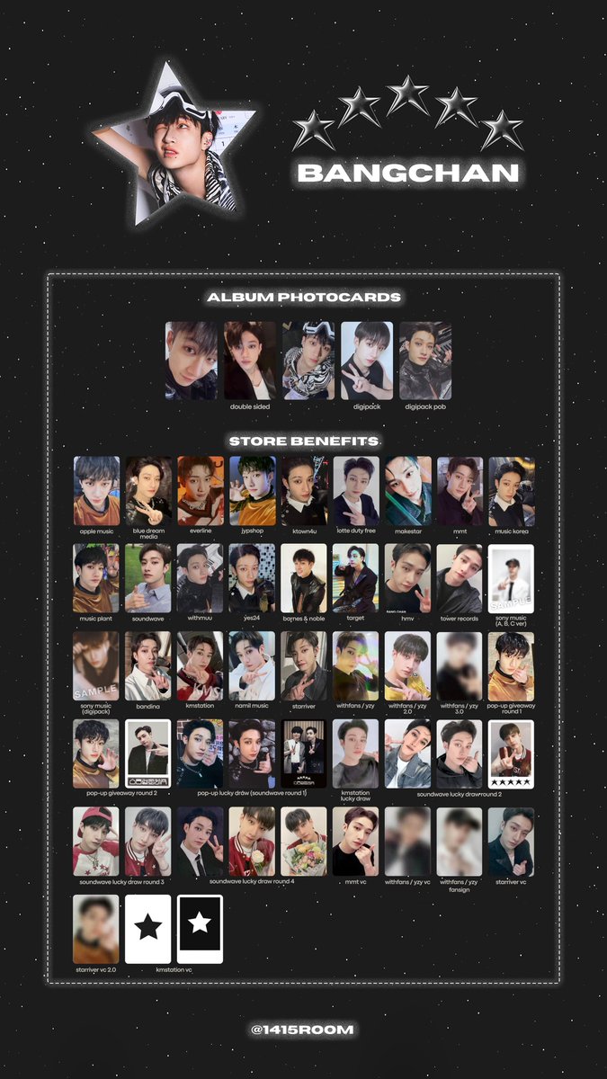 ⭑ stray kids 5-star photocard template ⭑ ↳ album + pre-order